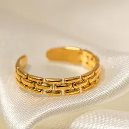 DIMPLERY 18K Gold Plated Stainless Steel Textured Finger Ring-picture-18