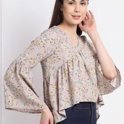 HERE&NOW Floral Print Flared Sleeve Georgette Top image 3