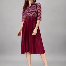 Raiyani Fashion Striped Applique Georgette Fit & Flare Midi Dress-image-16