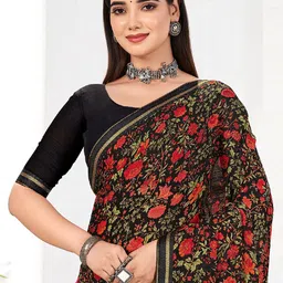 Panzora Floral Pure Chiffon Saree image 3