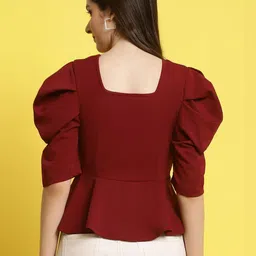The Roadster Lifestyle Co. Women Puff Sleeve Peplum Top image 5