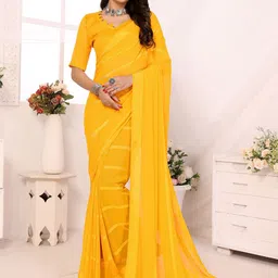 moda rapido ANAND SAREES Striped Satin Saree image 1