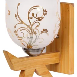 1ST TIME Gold-Toned & Brown Printed Wood Contemporary Wall Lamp-picture-25