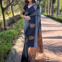 VILLE FASHION Woven Design Zari Art Silk Kanjeevaram Saree-picture-25