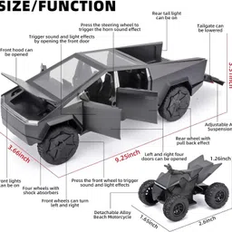 inos Tesla CyberTruck Model Alloy Metal Pull Back Die-Cast Car image 3