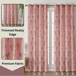 GEET CREATIONS Pink & Beige Set of 2 Floral Door Curtain image 4