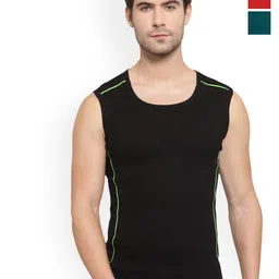 Sporto by Macho Men Pack Of 3 Combed Cotton Innerwear Vests Sprto_1062-B(1)-PkdBL(1)-R(1) image 1