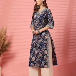 COTLAND FASHION Women Floral Printed Indie Florals Handloom Kurta image 2