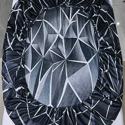 JC HOME Black & White Geometric Polycotton 140 TC Double Queen Bedsheet Set-1.5 m x 2 m image 4