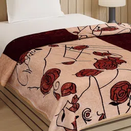 Monte Carlo Relations Pvc Brown Floral Printed Heavy Winter 144 GSM Double Bed Blanket-picture-11