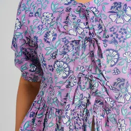 Cotton Curio Floral Printed Gotta Patti Pure Cotton Maternity Gotta Patti Empire Anarkali Kurti image 3