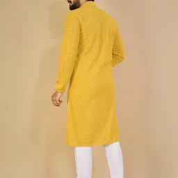 shreeram Men Yellow A-Line Viscose Rayon Kurtas image 2