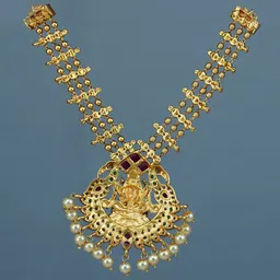 Diksha collection Brass-Plated Stone Studded & Beaded Matte Finish Temple Jewellery Set image 2