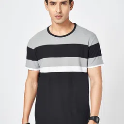 SF JEANS by Pantaloons Men Striped Round Neck Cotton Slim Fit T-shirt-image-37