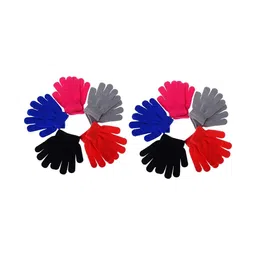 ketkar Unisex Kids Striped Winter Gloves-picture-25