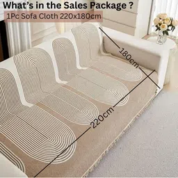 HOMETHREADS Multicoloured & White Printed 5 Piece Sofa Cover image 4