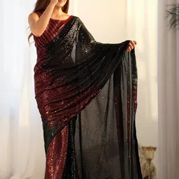 CaniBani Red Poly Georgette Sarees-picture-35