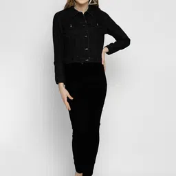 Tripursundari Fashion Lightweight Crop Denim Trucker Jacket image 3