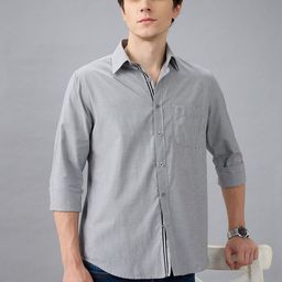 Kenneth Cole Men Slim Fit Textured Spread Collar Cotton Casual Shirt-picture-25