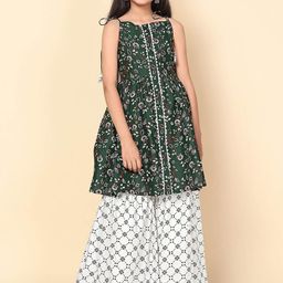 Sangria Girls Floral Printed Printed A-line Kurta & Sharara-picture-35