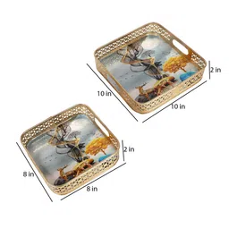 amaya decors Square Gold Deer Tray Set of 2 image 2