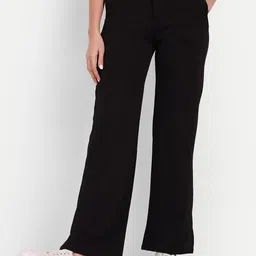 broadstar Women Loose Fit Black Lycra Blend Trousers-picture-32