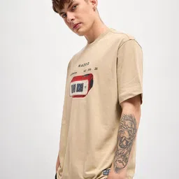 THE BEAR HOUSE Men Graphic Printed Round Neck Cotton Oversized T-shirt image 3