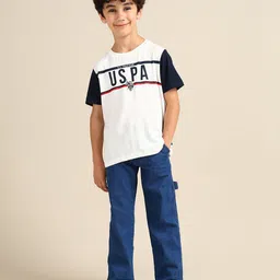 U.S. Polo Assn. Kids Boys Printed Contrast Sleeves Pure Cotton T-shirt image 4