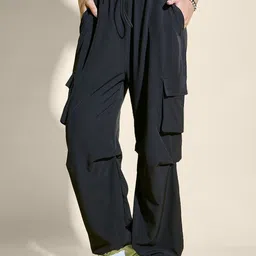 QIOA Women Relaxed Loose Fit High-Rise Cargos Style Parachute-image-55