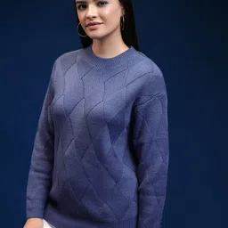 Tokyo Talkies Women Self Design Cable Knit Pullover-image-82