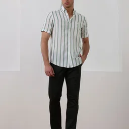 Aldeno Men Classic Fit Vertical Striped Button-Down Collar Casual Shirt image 4