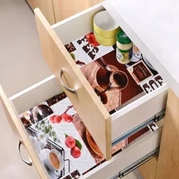 Kuber Industries Beige 3 Pieces Tea Printed Water Resistant Shelf Liner image 2