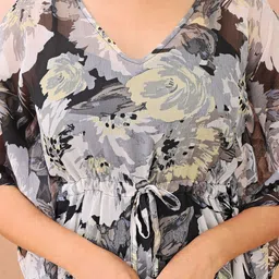 Fashfun Floral Print Chiffon Kaftan Dress image 3