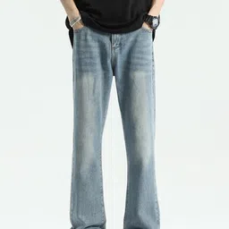 KPOP Men Regular Fit Mid-Rise Light Fade Jeans image 3