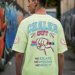 Bewakoof Men Typography Printed Round Neck Cotton Oversized T-shirt-image-50