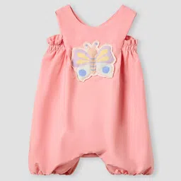 Juniors by Babyshop Girls Printed Cotton Applique Sleeveless Rompers with Snap Button-image-61