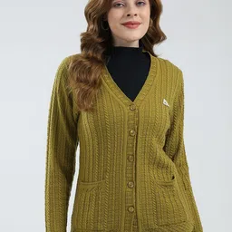 Monte Carlo Women Self Design V-Neck Cardigan-image-76