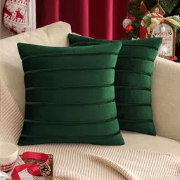Khooti Green & White Set of 3 Striped Square Cushion Covers-picture-10