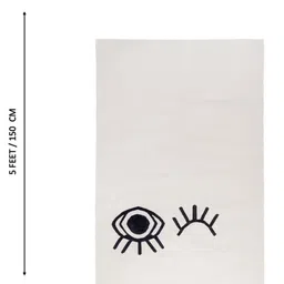 THEGASBH White & Black Abstract Traditional Cotton Carpet image 2