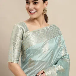 KIMISHA Woven Design Zari Organza Banarasi Saree-image-17