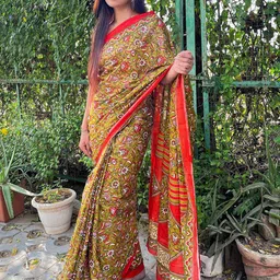 HERE&NOW Ethnic Motifs Pure Cotton Bagru Saree image 4