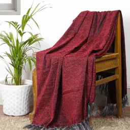Red Chenille Plain Solid Pattern 60 X 50 Inch Throw-image-10