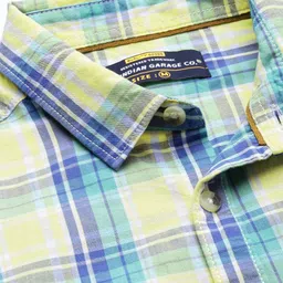 the indian garage co. Men Slim Fit Checkered Spread Collar Casual Shirt image 2