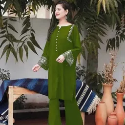 Women Cotton Rayon Kurta Palazzo Set-image-0