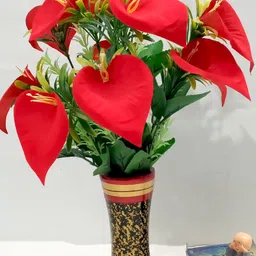 resilience Lily Flower Plant with Pot Red, Green Lily Artificial Flower with Pot-picture-22
