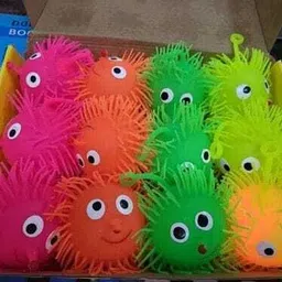 hey tada Squishy Puffer Ball Toys with Smiling Face, Pink and Green, multicolor Rattle image 3
