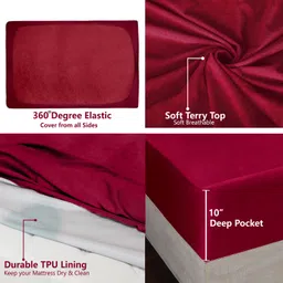 avi King Size Fitted Terry Cotton Breathable, Stretchable, Waterproof Mattress Cover image 3