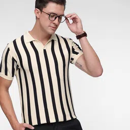 French Connection Striped Pure Cotton Polo Collar T-shirt-picture-34