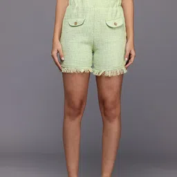 BROOWL Women High-Rise Tweed Shorts-picture-19