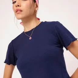 DressBerry Nautical Neutrals Ribbed Lettuce Hem Top-picture-47